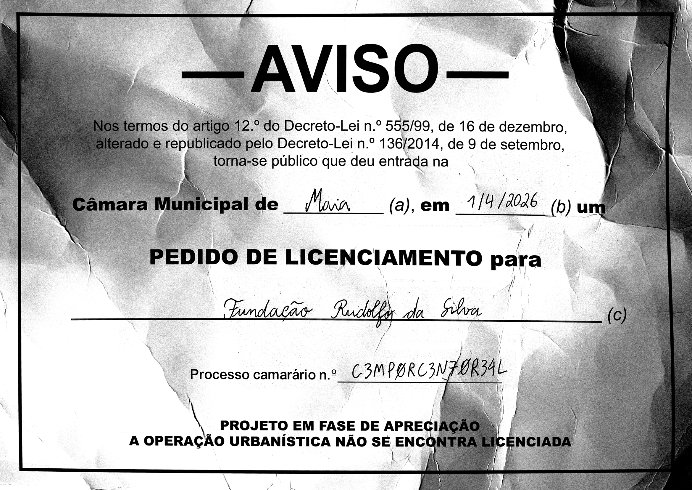 Aviso - Pedido de Licenciamento